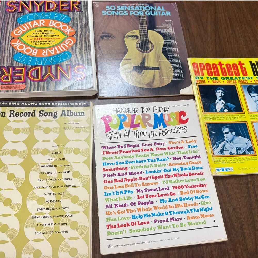 Vintage Sheet Music Guitar Popular Hits Elvis Creedence Snyder Songbooks Lot 5